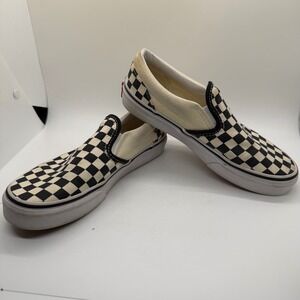 Vans Classic Slip-On Checkerboard Black White Kids Shoes Size 3 Skate 500714